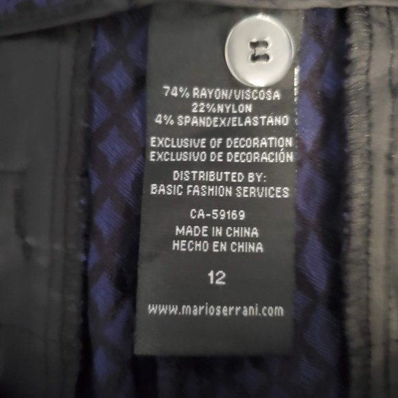 Mario Serrani Blue & Black Diamond Dress Pants, 12 - Picture 5 of 7